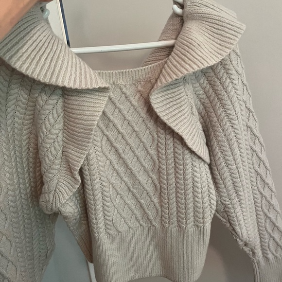 HM ivory flutter sleeve cable knit sweater - Picture 4 of 4